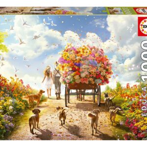 Puzzle Carrying Flowers Educa 1000 dílků a Fix lepidlo