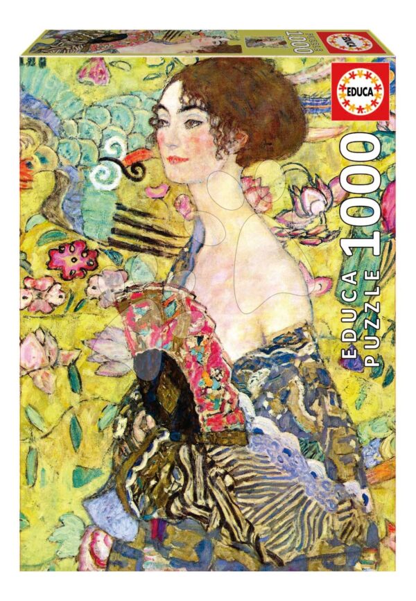 Puzzle Lady With a Fan Gustav Klimt Educa 1000 dílků a Fix lepidlo