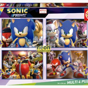 Puzzle Multi 4 Sonic Prime Educa 50-80-100-150 dílků svítící od 5 let