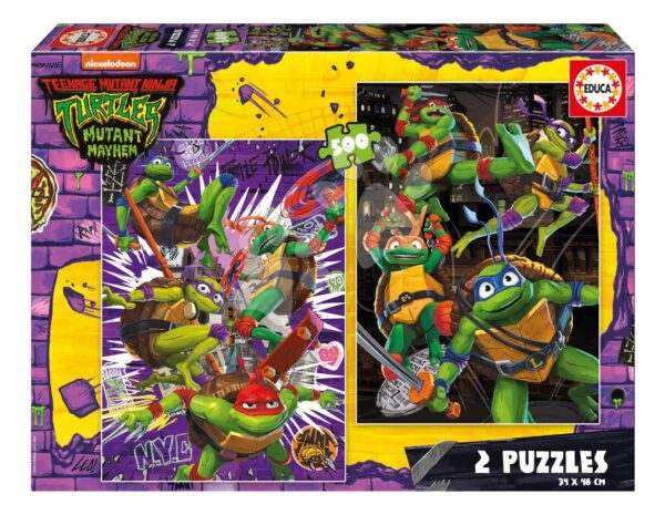 Puzzle Ninja Turtles Educa 2 x 500 dílků a Fix lepidlo