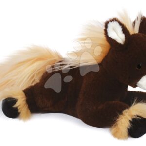 Plyšový koník Horse Alezan Les Petits Nomades Histoire d’ Ours hnědý 25 cm ve slaměném košíku od 0 měsíců