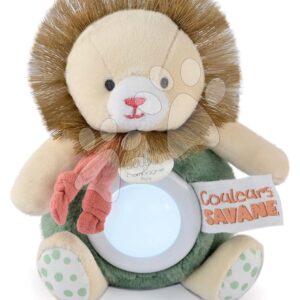 Plyšový lev s nočním světlem Nightlight Couleurs Savane Doudou et Compagnie zelený 15 cm od 0 měsíců