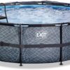 Bazén s krytem a pískovou filtrací Stone pool Exit Toys kruhový ocelová konstrukce 488*122 cm šedý od 6 let - Image 3