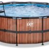 Bazén s krytem a pískovou filtrací Wood pool Exit Toys kruhový ocelová konstrukce 427*122 cm hnědý od 6 let - Image 3