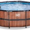 Bazén s krytem a pískovou filtrací Wood pool Exit Toys kruhový ocelová konstrukce 450*122 cm hnědý od 6 let - Image 3