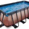 Bazén s krytem a pískovou filtrací Wood pool Exit Toys ocelová konstrukce 400*200*122 cm hnědý od 6 let - Image 3
