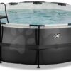 Bazén s krytem pískovou filtrací a tepelným čerpadlem Black Leather pool Exit Toys kruhový ocelová konstrukce 427*122 cm černý od 6 let - Image 3