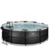 Bazén s krytem pískovou filtrací a tepelným čerpadlem Black Leather pool Exit Toys kruhový ocelová konstrukce 450*122 cm černý od 6 let - Image 3
