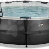 Bazén s krytem pískovou filtrací a tepelným čerpadlem Black Leather pool Exit Toys kruhový ocelová konstrukce 488*122 cm černý od 6 let - Image 3