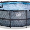Bazén s krytem pískovou filtrací a tepelným čerpadlem Stone pool Exit Toys kruhový ocelová konstrukce 427*122 cm šedý od 6 let - Image 3