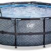 Bazén s krytem pískovou filtrací a tepelným čerpadlem Stone pool Exit Toys kruhový ocelová konstrukce 450*122 cm šedý od 6 let - Image 3