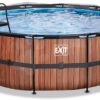 Bazén s krytem pískovou filtrací a tepelným čerpadlem Wood pool Exit Toys kruhový ocelová konstrukce 427*122 cm hnědý od 6 let - Image 3