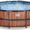 Bazén s krytem pískovou filtrací a tepelným čerpadlem Wood pool Exit Toys kruhový ocelová konstrukce 450*122 cm hnědý od 6 let - Image 3