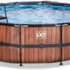 Bazén s krytem pískovou filtrací a tepelným čerpadlem Wood pool Exit Toys kruhový ocelová konstrukce 488*122 cm hnědý od 6 let - Image 3