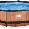 Bazén se stříškou a filtrací Wood pool Exit Toys kruhový ocelová konstrukce 300*76 cm hnědý od 6 let - Image 3