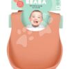 Bryndák pro děti Silicone Bib Beaba Terracotta z měkkého silikonu a knoflíky oranžový od 4 měsíců - Image 3