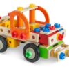 Dřevěná stavebnice pracovní stroje Constructor Tool Box Eichhorn autojeřáb džíp nákladní auto a služební auto 170 dílů od 6 let - Image 3
