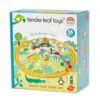 Dřevěný park se zvířátky Safari Park Story Bag Tender Leaf Toys na kulaté plátěné tašce s potiskem džungle - Image 3
