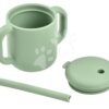 Hrnek pro miminka Silicone Straw Cup Beaba Sage Green s brčkem na učení se pít zelený od 8 měsíců - Image 3