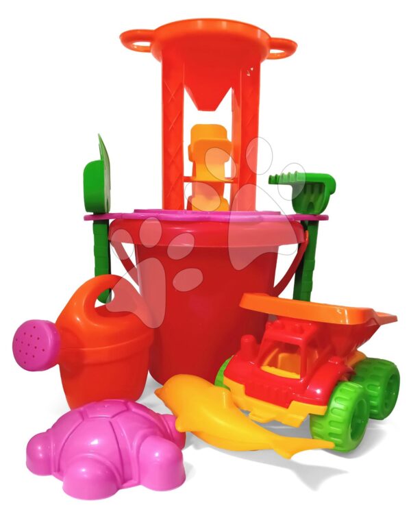 Kbelík set s mlýnem a nákladním autíčkem Smoby s bábovičkou a konvičkou výška kbelíku 18 cm od 18 měsíců