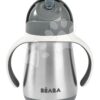 Láhev Bidon s dvojitými stěnami Stainless Steel Straw Cup Beaba Mineral Grey 250 ml z nerezavějící oceli šedá od 8 měsíců - Image 3