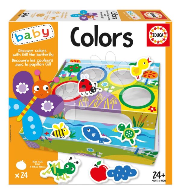 Naučná hra pro nejmenší Discover the colours Butterfly Greta Educa Učíme se barvy se zvířátky v angličtině a francouzštině od 24 měsíců
