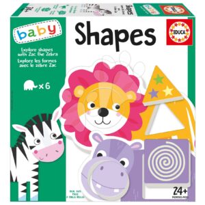 Naučná hra pro nejmenší Explore shapes with Zebra Zac Educa Učíme se tvary se zvířátky v angličtině a francouzštině od 24 měsíců