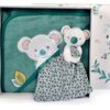 Osuška s kapucí pro nejmenší Yoca le Koala Doudou et Compagnie s plyšovou koalou na mazlení modrá 80*80 cm od 0 měsíců - Image 3