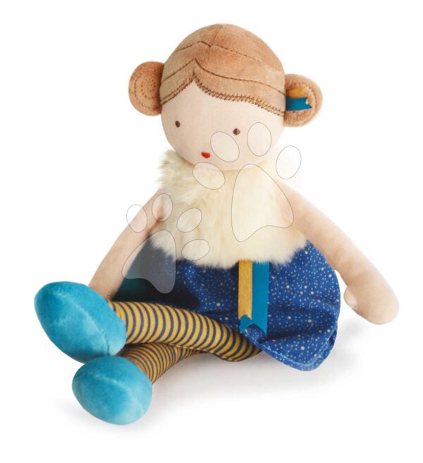 Panenka Céleste Vintage Having Fun Jolijou 30 cm s hnědými vlásky v modrých šatech z jemného textilu od 5 let