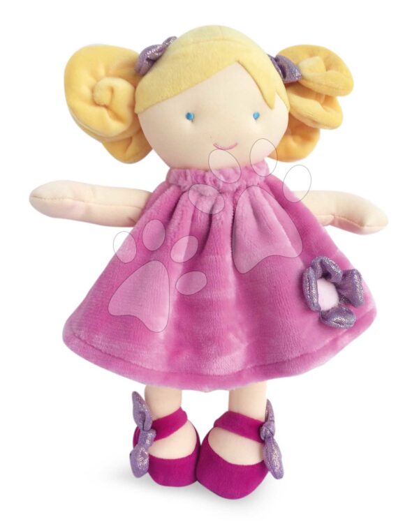 Panenka Rose Pretty Jolijou 28 cm s blond vlásky ve fialových šatech od 0 měsíců