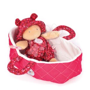Panenka v košíku Maëlle Poupon Couffin Jolijou červená z jemného textilu 20 cm