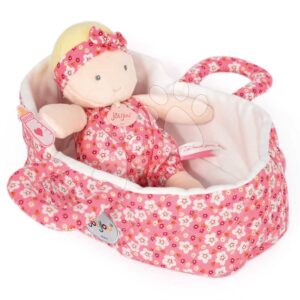 Panenka v košíku Marylou Poupon Couffin Jolijou růžová z jemného textilu 20 cm