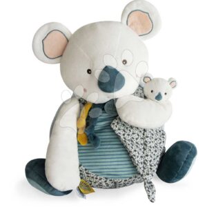 Plyšová koala s mláďátkem Yoca le Koala Pyjama Bag Doudou et Compagnie na uložení pyžama modrá 40 cm od 0 měsíců