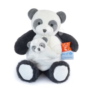 Plyšová panda s mláďátkem Panda Unicef Collection Doudou et Compagnie v dárkovém balení bílá 25 cm od 0 měsíců