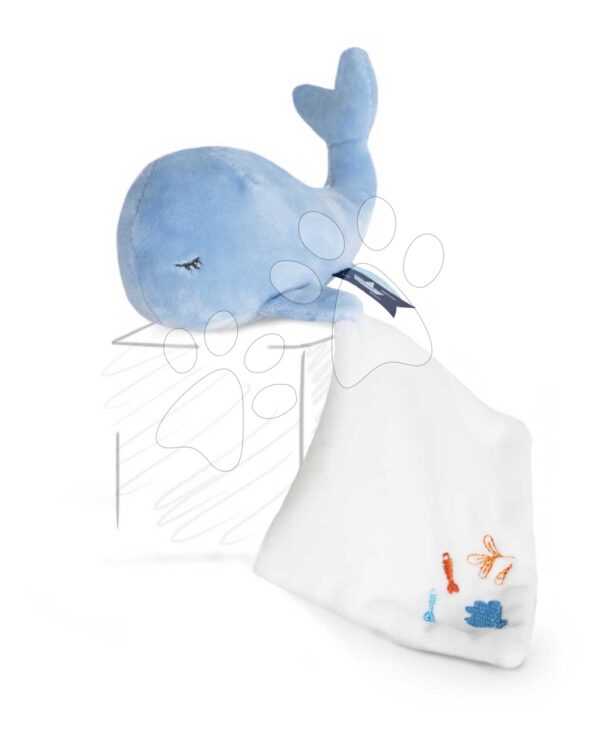 Plyšová velryba k mazlení Whale Blue Doudou et Compagnie v dárkovém balení modrá 15 cm od 0 měsíců