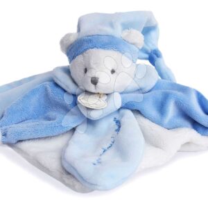 Plyšový medvídek na mazlení Bear Blue Collector Doudou et Compagnie v dárkovém balení modrý 24 cm od 0 měsíců