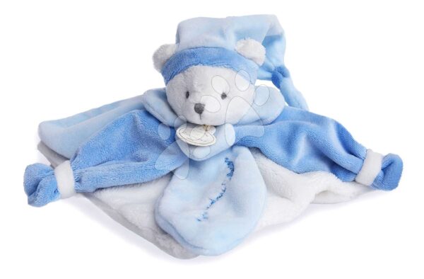 Plyšový medvídek na mazlení Bear Blue Collector Doudou et Compagnie v dárkovém balení modrý 24 cm od 0 měsíců