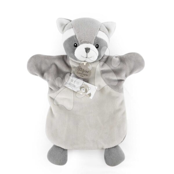 Plyšový mýval na loutkové divadlo Raccoon Hand Puppet Doudou et Compagnie šedý 25 cm od 0 měsíců
