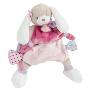 Plyšový pejsek na loutkové divadlo Dog Toopi Girl Hand Puppet Doudou et Compagnie růžový 28 cm od 0 měsíců