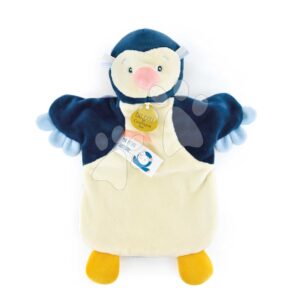Plyšový tučňák na loutkové divadlo Penguin Hand Puppet Doudou et Compagnie modrý 25 cm od 0 měsíců