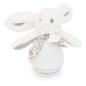 Plyšový zajíček Musical Night Light White Doudou et Compagnie s hudbou bílým šumem a světlem bílý 16 cm od 0 měsíců