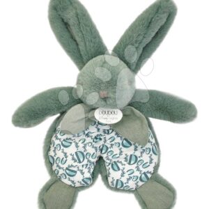 Plyšový zajíček na mazlení Bunny Comforter Sage Green Doudou et Compagnie v dárkovém balení zelený 18 cm od 0 měsíců