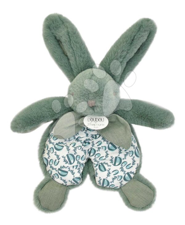 Plyšový zajíček na mazlení Bunny Comforter Sage Green Doudou et Compagnie v dárkovém balení zelený 18 cm od 0 měsíců