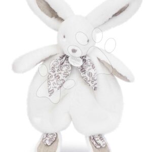 Plyšový zajíček na mazlení Bunny Comforter White Doudou et Compagnie v dárkovém balení bílý 29 cm od 0 měsíců