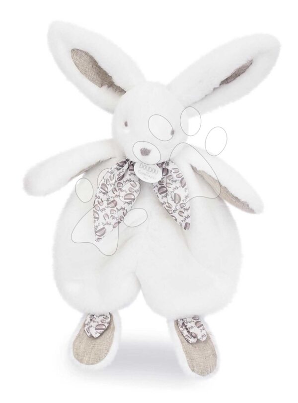 Plyšový zajíček na mazlení Bunny Comforter White Doudou et Compagnie v dárkovém balení bílý 29 cm od 0 měsíců