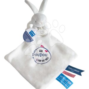 Plyšový zajíček na mazlení Mon Doudou Unicef Collection Doudou et Compagnie v dárkovém balení se sáčkem bílý 10 cm od 0 měsíců