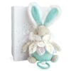 Plyšový zajíček s melodií Bunny Almond Lapin de Sucre Music Box Doudou et Compagnie v dárkovém balení tyrkysový 20 cm od 0 měsíců - Image 2