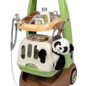 Zvěrolékařský vozík s kufříkem Veterinary Animal Care Trolley Smoby pro plyšovou pandu s 8 lékařskými doplňky