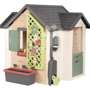 Domeček pro zahradníka s květináči Garden House Life Smoby rozšiřitelný s okapem a mřížka s krmítkem pro ptáčky 135 cm s UV filtrem od 24 měsíců – model 2025