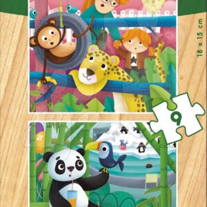 Educa dětské dřevěné puzzle Zoo Zvířátka 2x9 dílů 17616